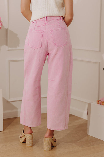 The Cristy High Waist Wide Leg Jean in Pink
