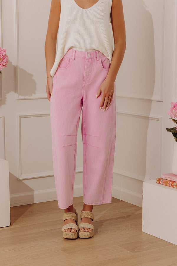 The Cristy High Waist Wide Leg Jean in Pink