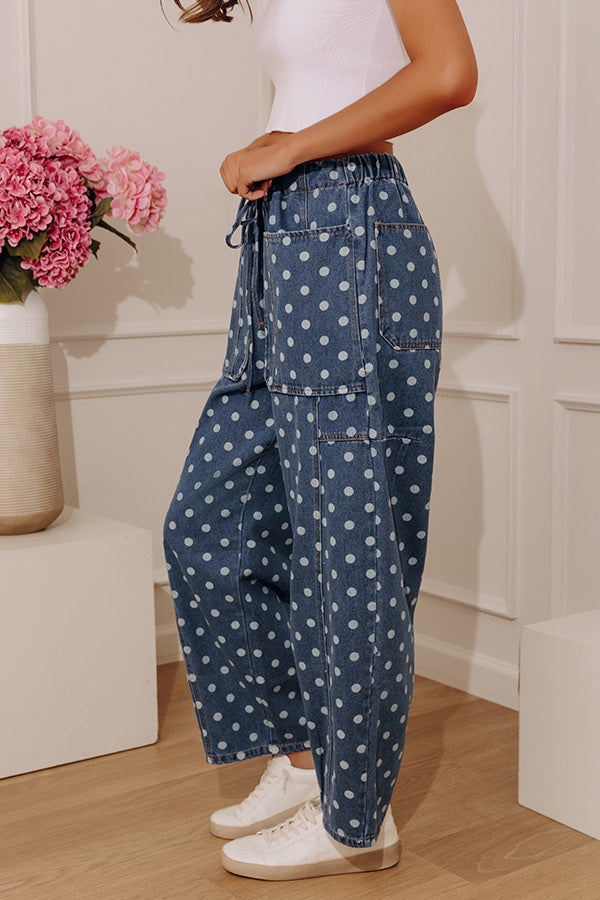 The Molly Midrise Polka Dot Barrel Leg Jean