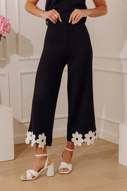 Floral Pop High Waist Wide Leg Knit Pants