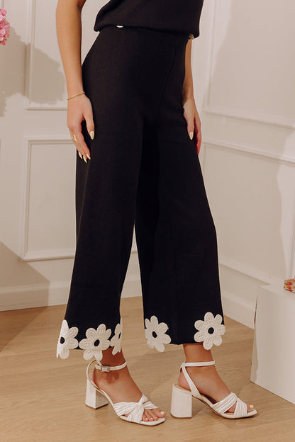 Floral Pop High Waist Wide Leg Knit Pants