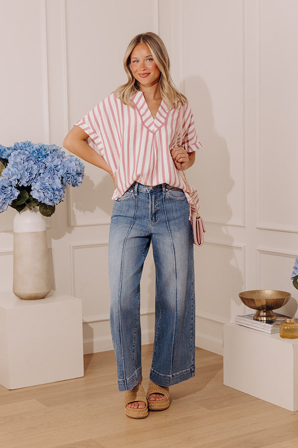 Chic Lines Oversized Top in Blush