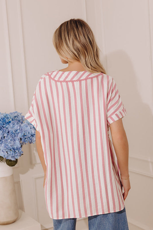 Chic Lines Oversized Top in Blush