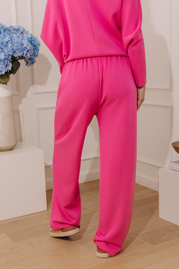 Everyday Darling High Waist Scuba Wide Leg Pants in Hot Pink