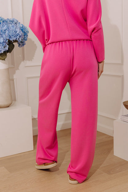 Everyday Darling High Waist Scuba Wide Leg Pants in Hot Pink